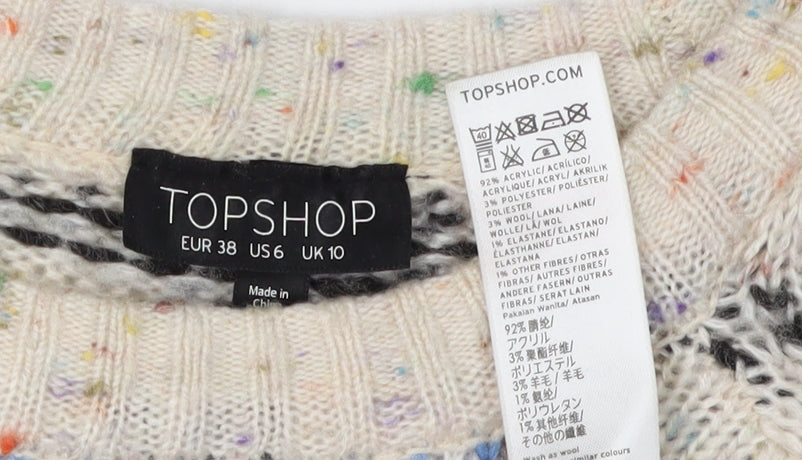 Topshop Women's Multicoloured Striped Jumper, Size 10