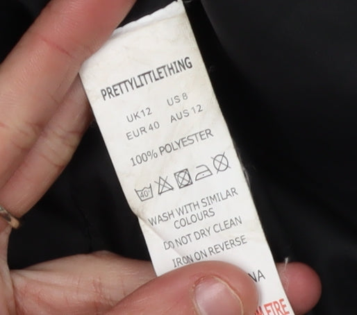 PrettyLittleThing Women's Black Fleece Jacket Size 12