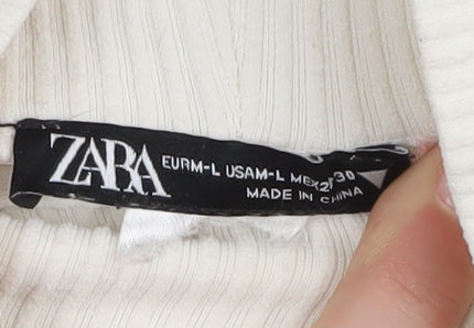 Zara Women's Ivory High Neck Pullover Jumper Size 12