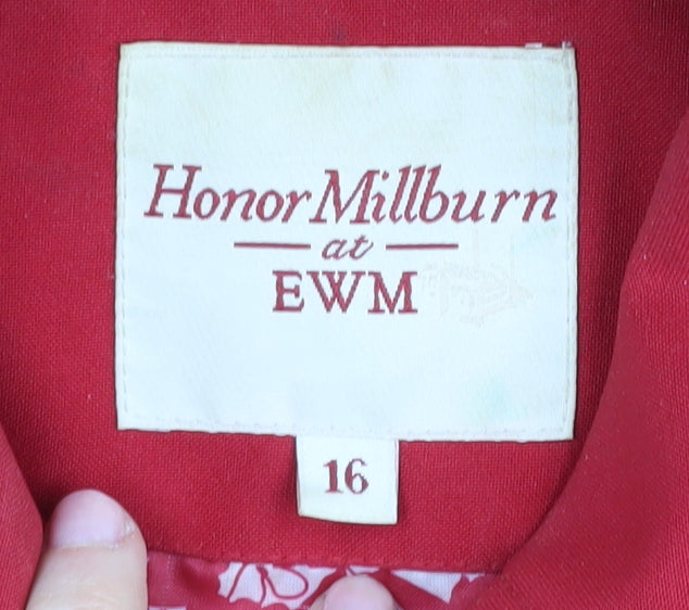 Honor Millburn Women's Red Mid-Length Overcoat Size 16