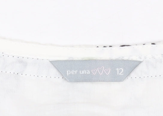 Per Una Women's Ivory Floral A-Line Skirt Size 12