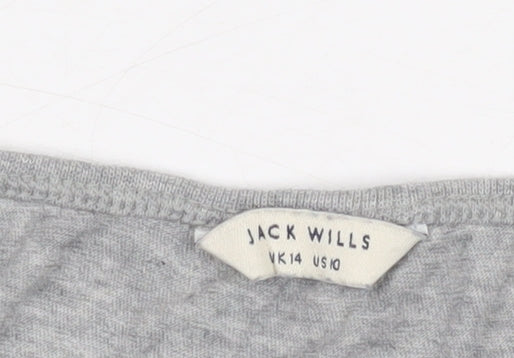Jack Wills Women's Grey Lace Trim Blouse - Size 14
