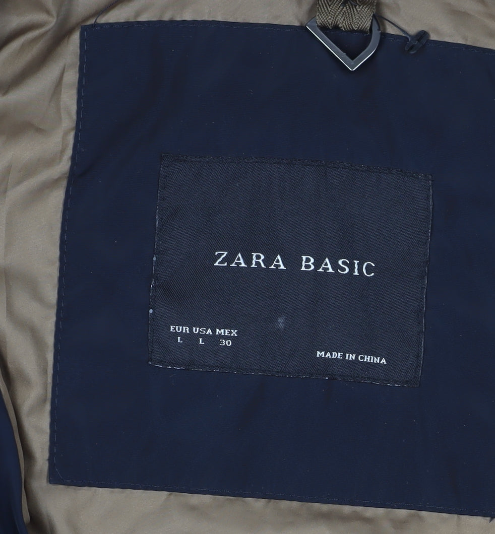 Zara Women's Blue Quilted Jacket, Size 12