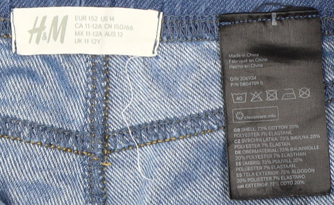 H&M Girls Blue Skinny Jeans, Size 11-12 Years, Stretch Denim