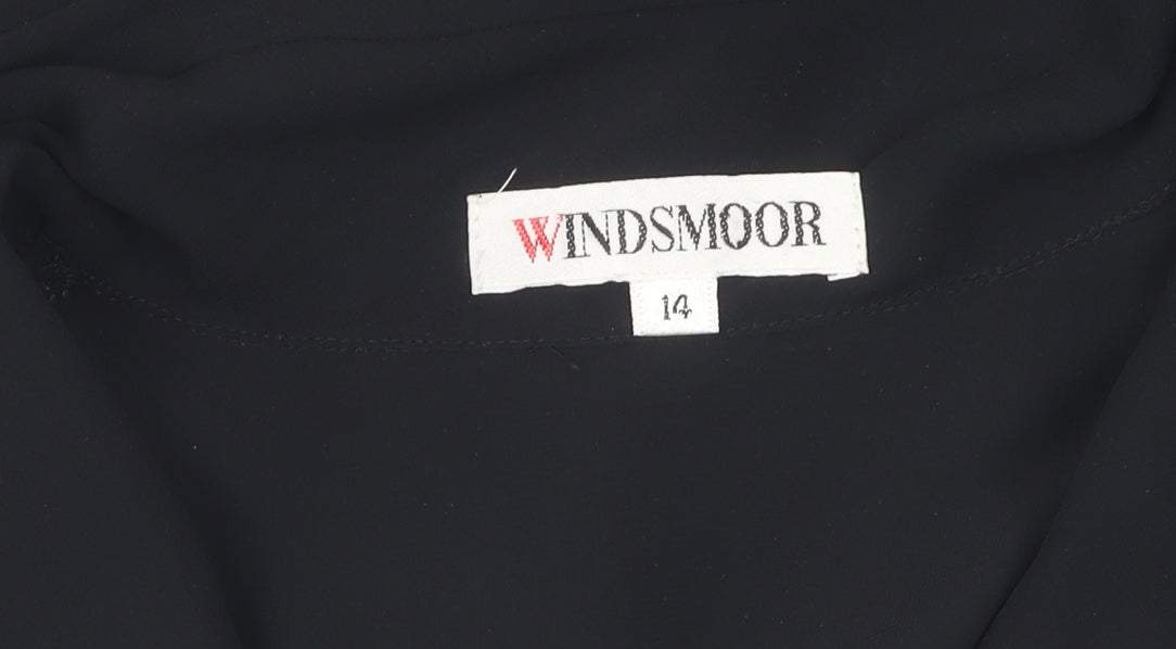 Windsmoor Women's Black Blouse, Size 14, Casual Collared