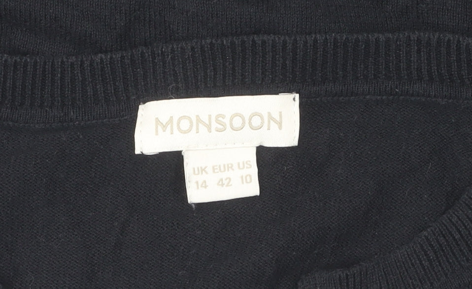 Monsoon Women's Black Long Sleeve Cardigan Size 14