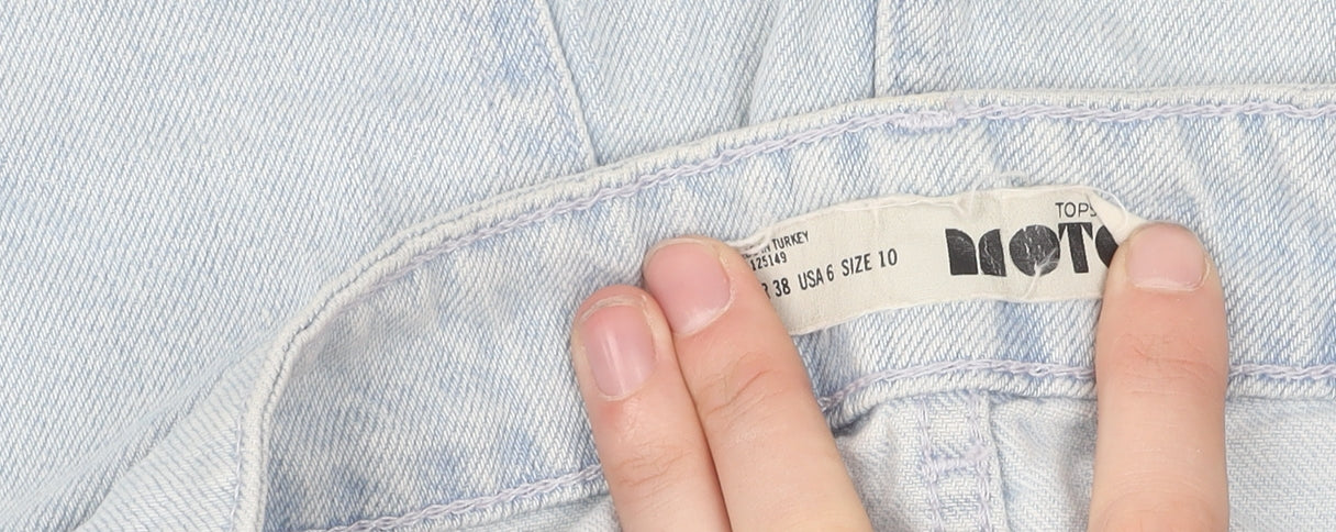 Topshop Women’s Blue Denim Mini Skirt, Size 10, Rhinestone