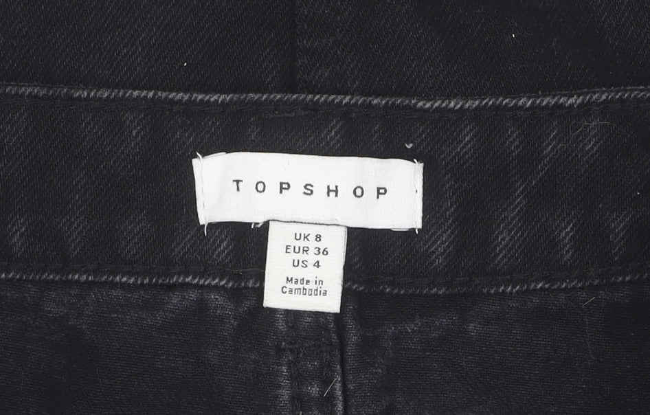 Topshop Women's Black Denim Skirt, Size 8, Casual Style