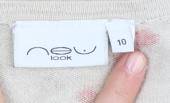 New Look Women's Beige Floral Cardigan Size 10