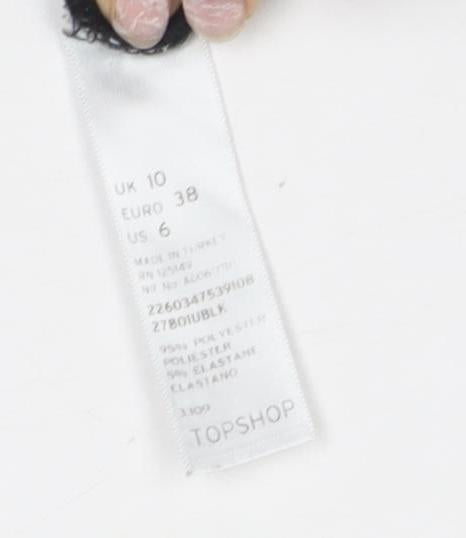 Topshop Women's Black Bandage Skirt with Zip - Size 10