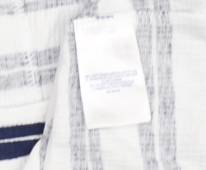 Lands' End Women's White Blue Striped T-Shirt, M