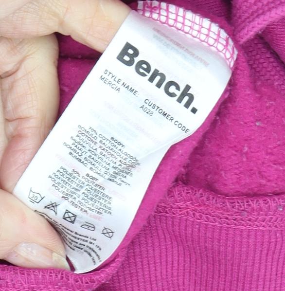 Bench Women's Pink Full Zip Hoodie, Size 18, Logo Accent