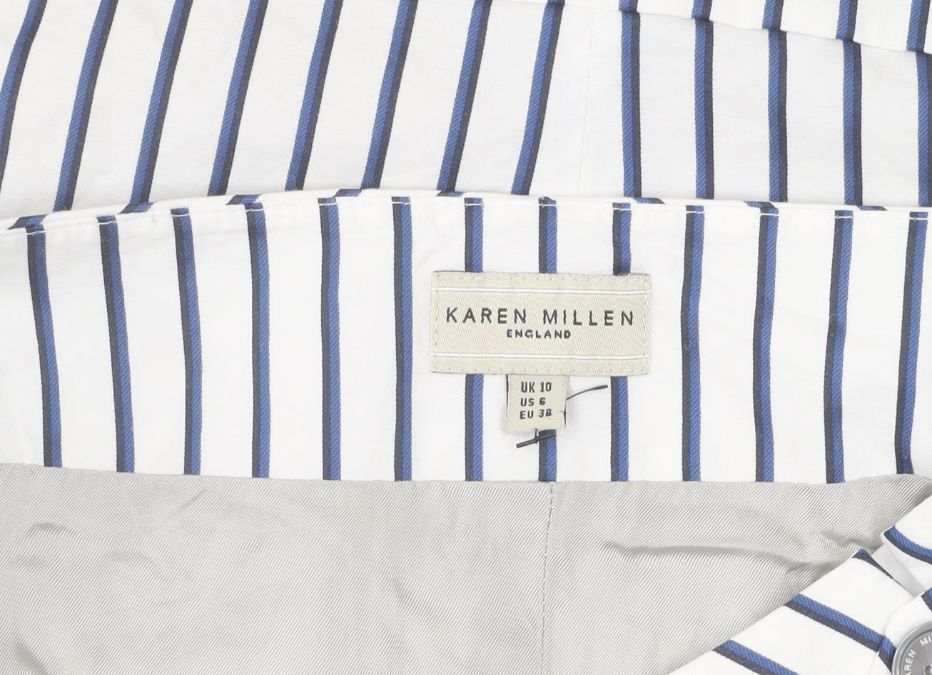 Karen Millen Women’s White Blue Striped Pencil Skirt