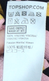 Topshop Women's Pink Animal Print Cropped Blouse Size 10