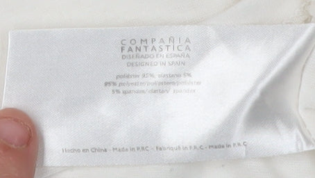 Compania Fantastica Women's White Floral T-Shirt, Size L