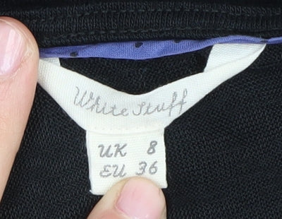 White Stuff Women's Black Blouse Size 8 - Casual 3/4 Sleeve