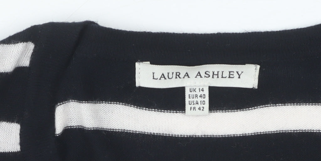 Laura Ashley Women's Black Striped Cardigan Size 14