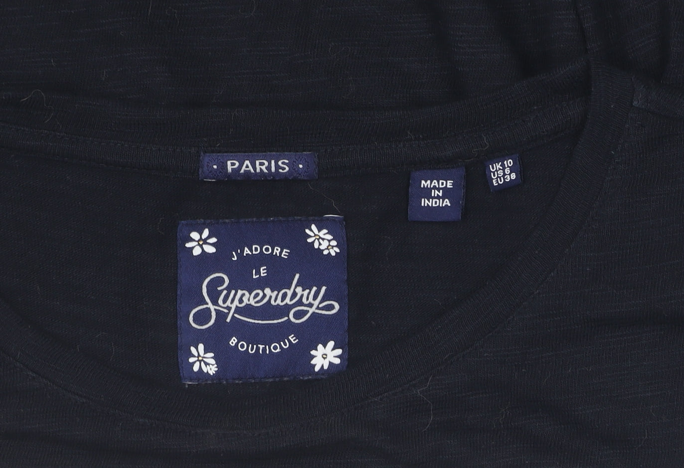 Superdry Women's Black Lace Hem T-Shirt Size 10