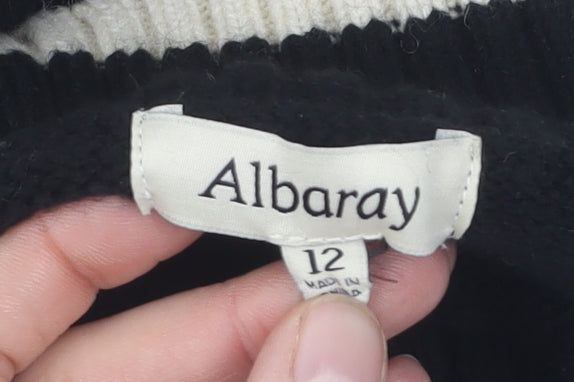 Albaray Women's Black Striped Roll Neck Jumper Size 12