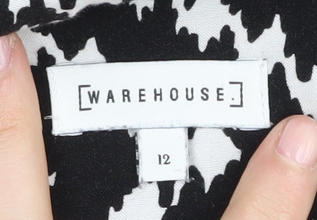 Warehouse Women's Black Geometric Blouse Size 12