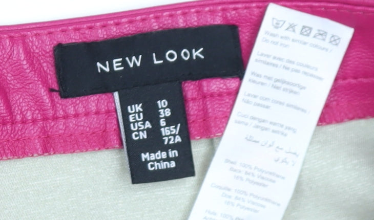 New Look Women's Pink Pencil Skirt UK Size 10 Faux Leather