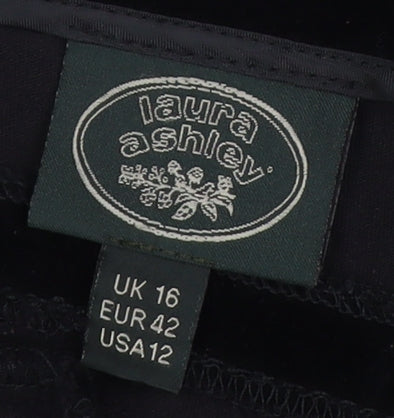 Laura Ashley Women's Black Velvet Midi Skirt Size 16