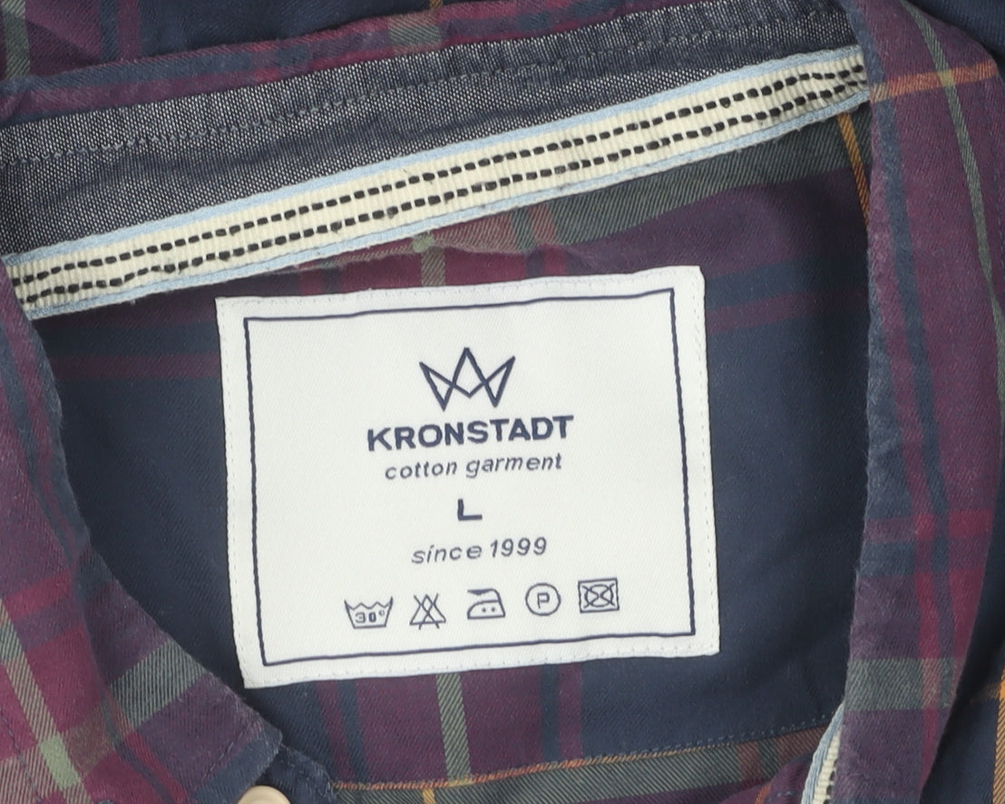 Kronstadt Men's L Multicoloured Plaid Button-Up Shirt