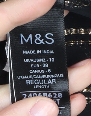Marks and Spencer Women's Black Long Sleeve Blouse Size 10
