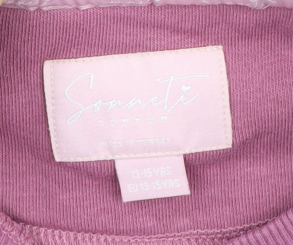 Sonneti Girls Pink Pullover Sweatshirt 12-13 Years Logo