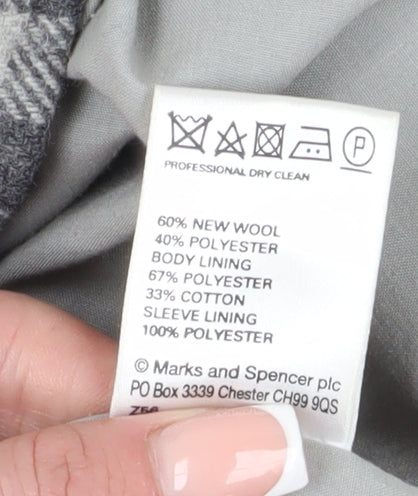 Marks and Spencer Women's Grey Check Overcoat Size 14