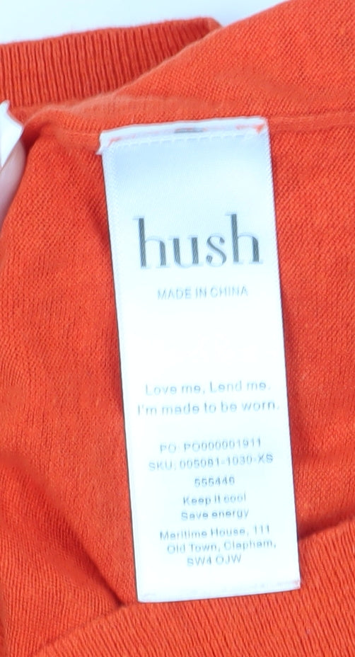 Hush Women's Orange V-Neck Pullover Jumper XS