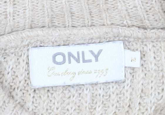 ONLY Beige Women's Mock Neck Pullover Jumper M