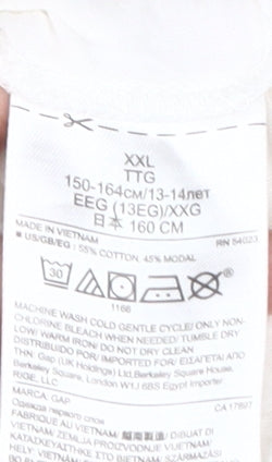 Gap Girls White T-Shirt, Size 14-16, Cotton Modal Blend