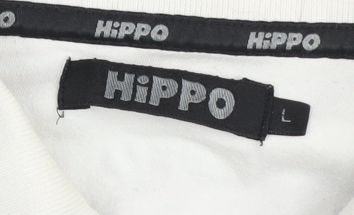 Hippo Men's Purple Striped Polo Shirt - Size L, 100% Cotton