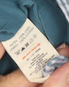 White Stuff Women's Blue Floral Linen Skirt, Size 12