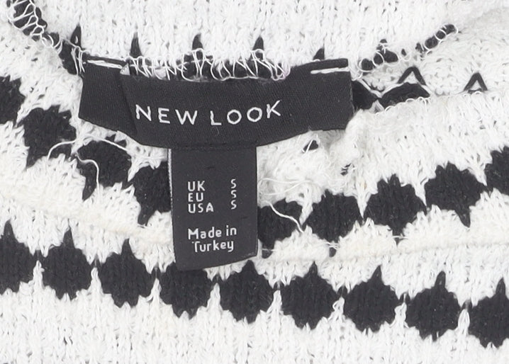 New Look Ladies Knit Pullover Jumper - Black/White, Size S