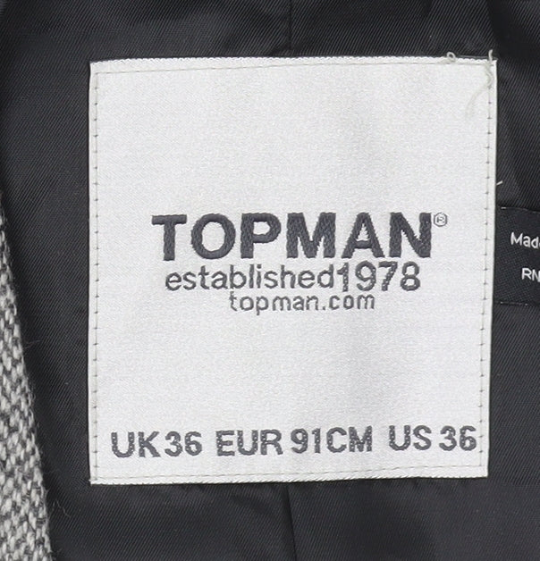 Topman Grey Tweed Waistcoat, Men's 36, Classic Style