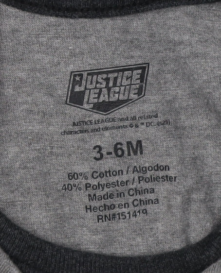 Justice League Unisex Grey Batman Babygrow 3-6 Months