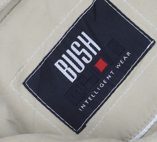 BUSH Men's Beige Overcoat, XL, Collared, Casual Style