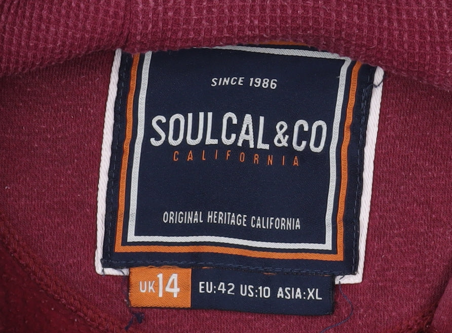 Soulcal & Co Women's Red Zip Hoodie Size 14