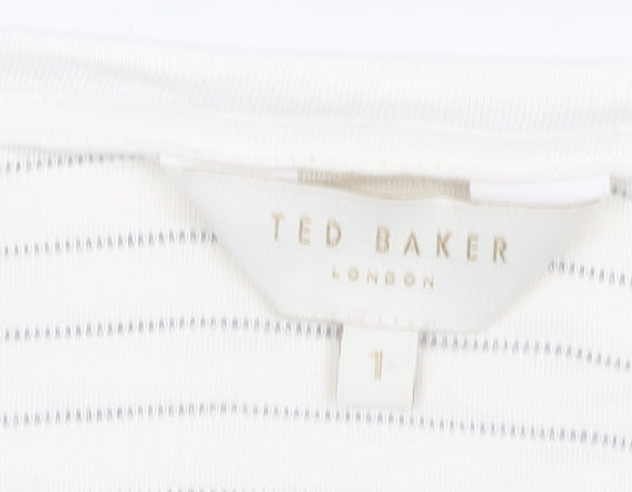 Ted Baker Women's White Striped T-Shirt XS