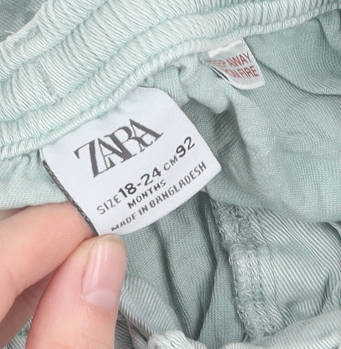 Zara Unisex Baby Green Elastic Waist Cotton Shorts 18-24M