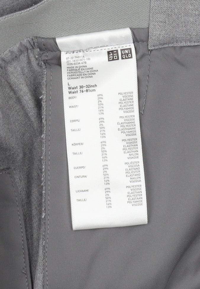 Uniqlo Women's Grey Trousers - Size L, Regular Fit