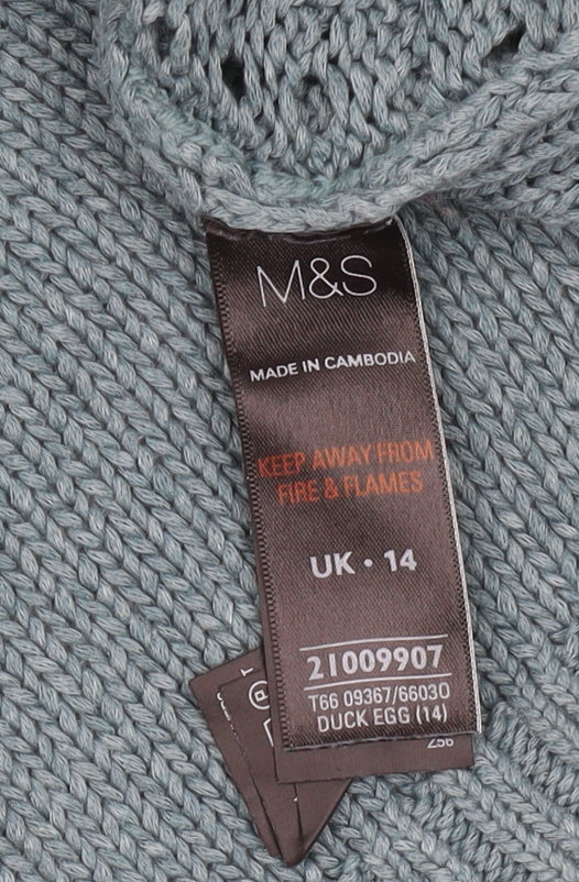 Marks and Spencer Women's Blue Cable-Knit Jumper