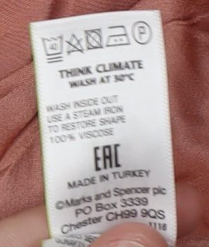 Marks and Spencer Women's Pink V-Neck Blouse, Size 8