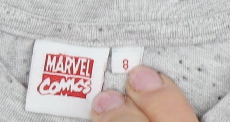 Marvel Grey Comic Theme Women's T-Shirt, Size 8