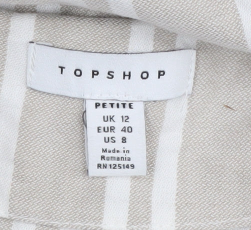 Topshop Beige Striped Camisole - UK Size 12 Petite