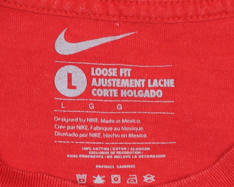 Nike Men's Red Relaxed Fit Cotton T-Shirt - Size L