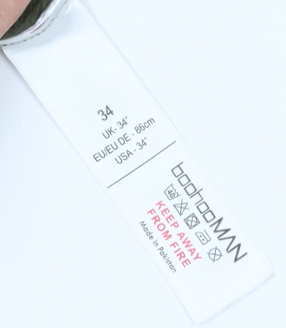 boohooMAN Men's Green Chino Shorts, Size 34