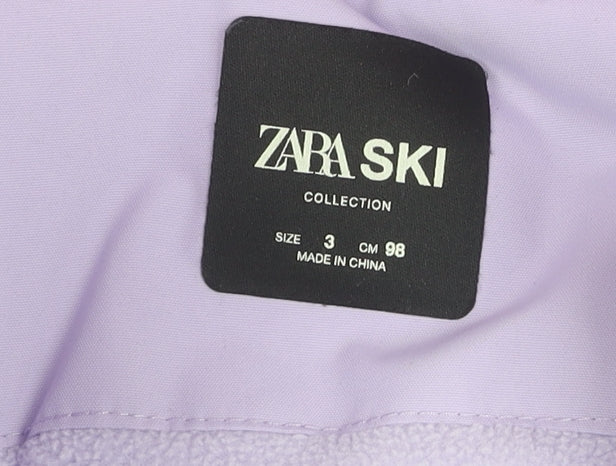 Zara Girls Ski Snowsuit, Purple/White, Age 3-4, Winter